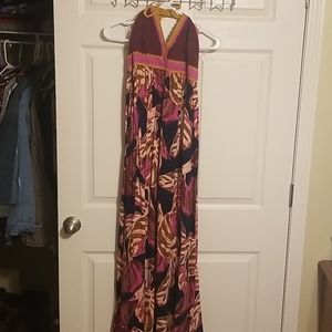 Women's long floral crochet dress